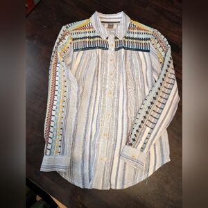 Pilcro And The Letterpress Embroidered Western-wear, Button-Down, XS